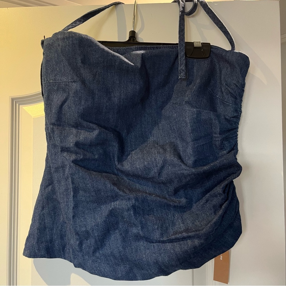 REFORMATION denim halter top